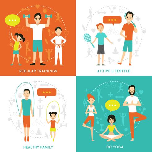 Healthy Family Flat Concept vector