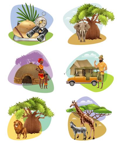 Set Of Mini Compositions On Safari Theme vector