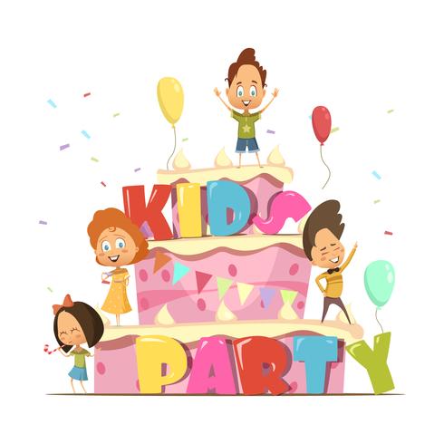 Kids Party Retro Composición vector