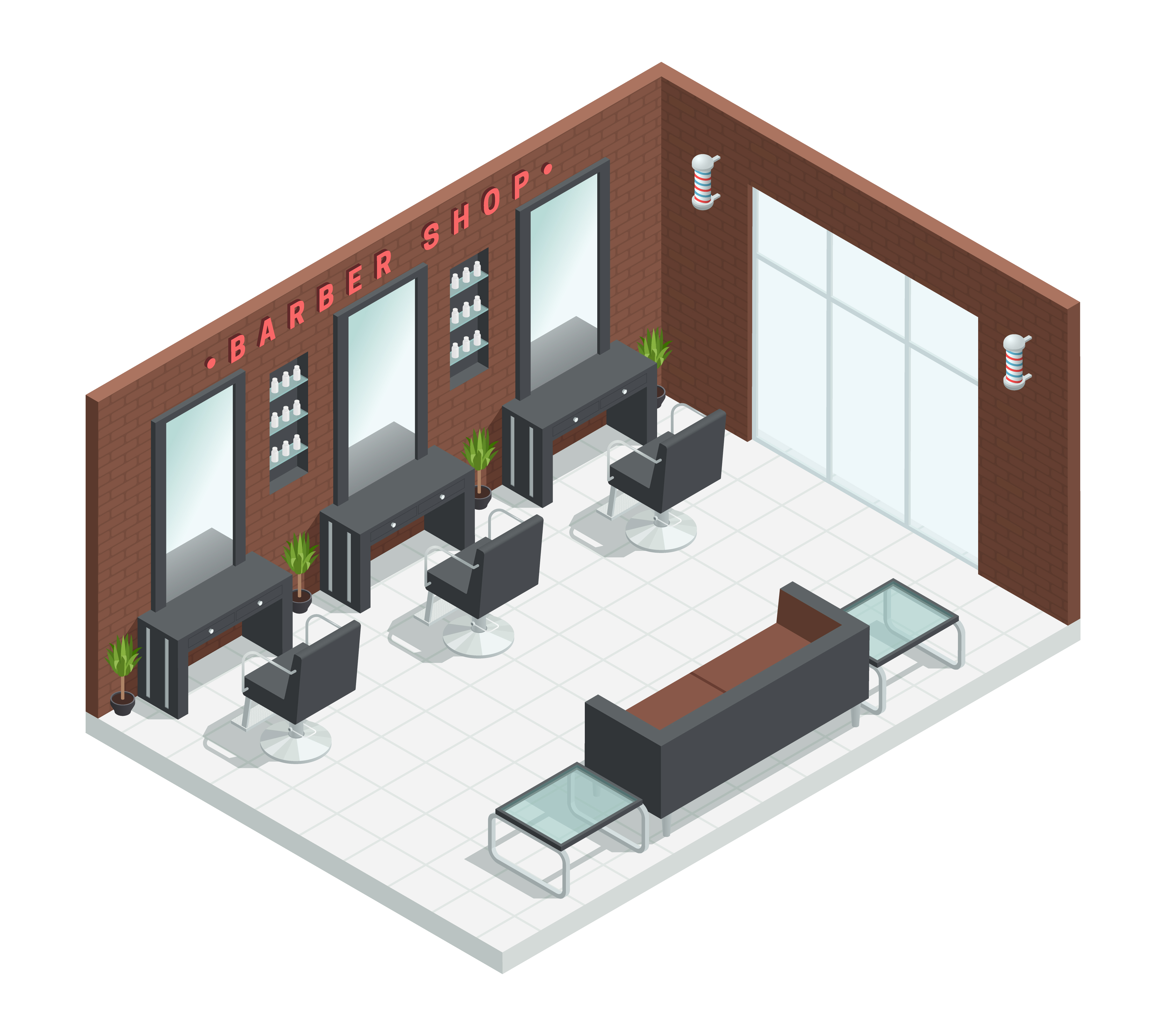 Download Barbershop Salon Isometric Interior 481675 - Download Free ...