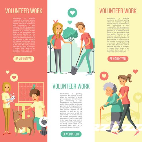 Volunteers Work Vertical Banners set  vector