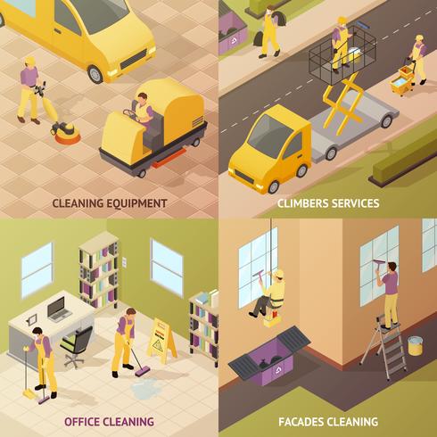 Isometric Industrial Cleaning Concept vector