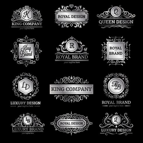 Silver Luxury Labels Set vector