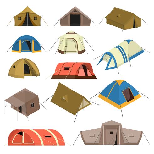 Colorful Tourist Tents Set vector