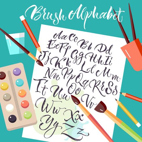 Paper Sheet With Hand Drawn Alphabet vector