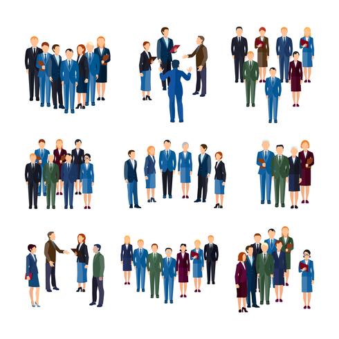 Business People Groups Flat Icons Collection  vector