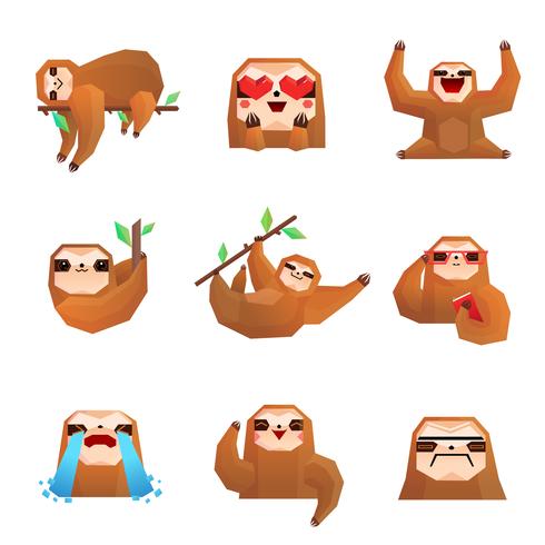 Sloth Polygonal Set vector