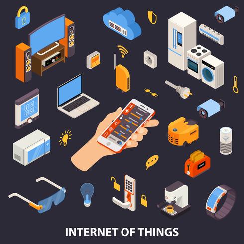 Internet Of Things Control Isometric Poster vector