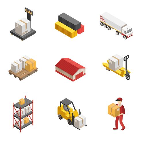 Stock Logistics Isometric Icon Set vector