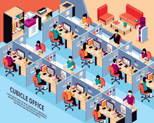 Office Workplace Isometric Vector Illustration 