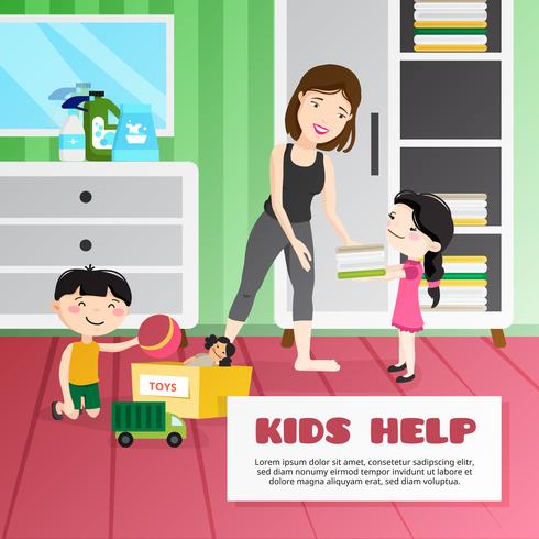 Ilustración de limpieza de niños vector