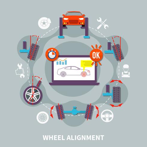 Wheel Alignment Flat Design Concept vector