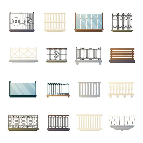 Balcony Railings Design Flat Icons Collection  vector