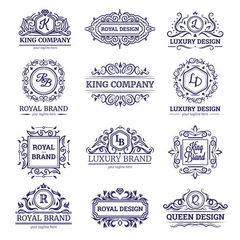 Luxury Labels Monochrome Set  vector