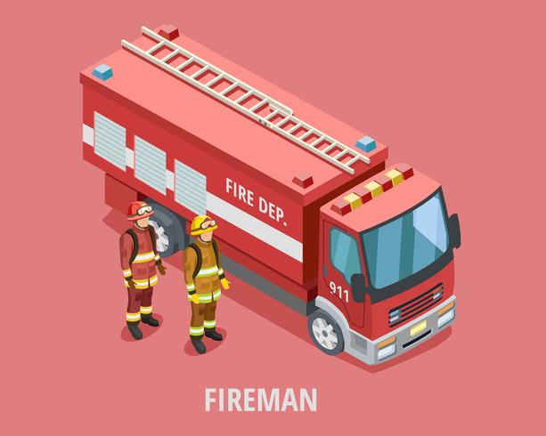 Profession Fireman Isometric Template vector