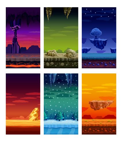 Conjunto de dibujos animados de elementos coloridos de juegos de computadora vector