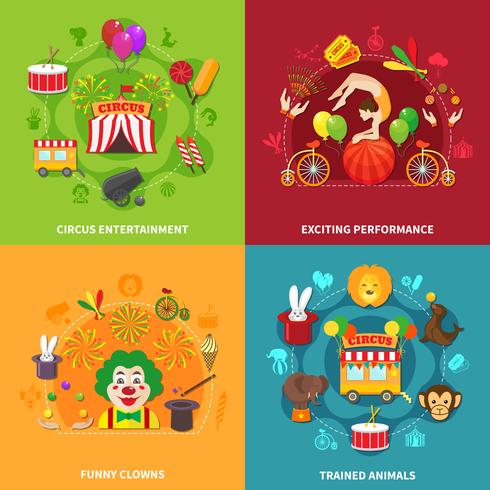 Circus flat set vector