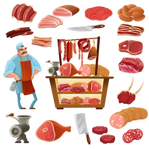 Butcher Cartoon Set vector