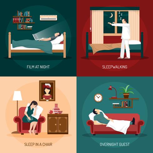 Sleeping Poses 2x2 Design Concept vector