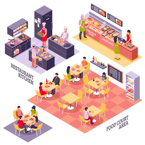 Food Court Design Concept vector