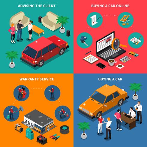 Car Dealership Isometric Concept vector