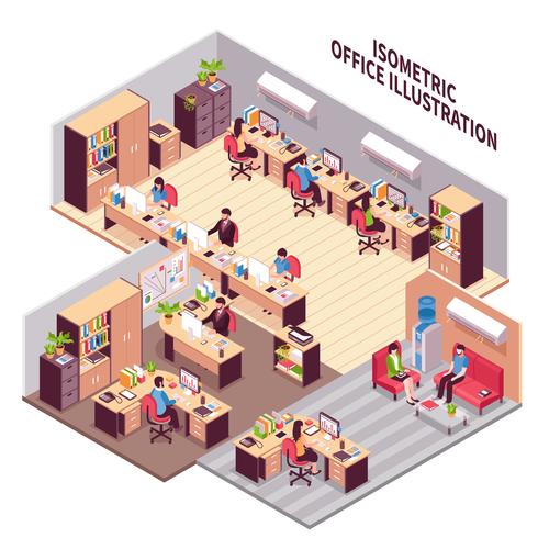 Isometric Office Workplaces Illustration vector