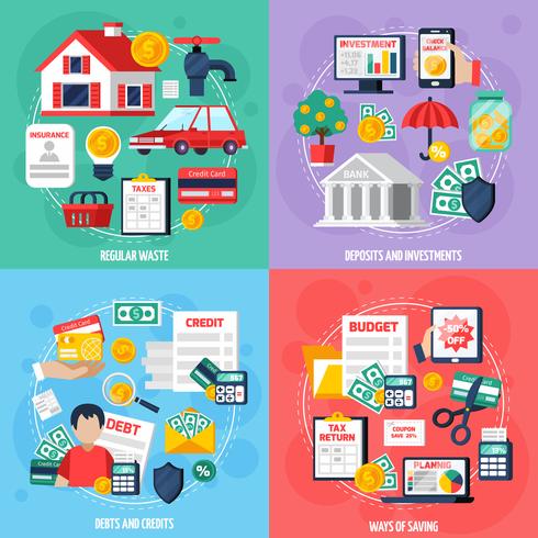 Personal Budget Concept Icons Set  vector