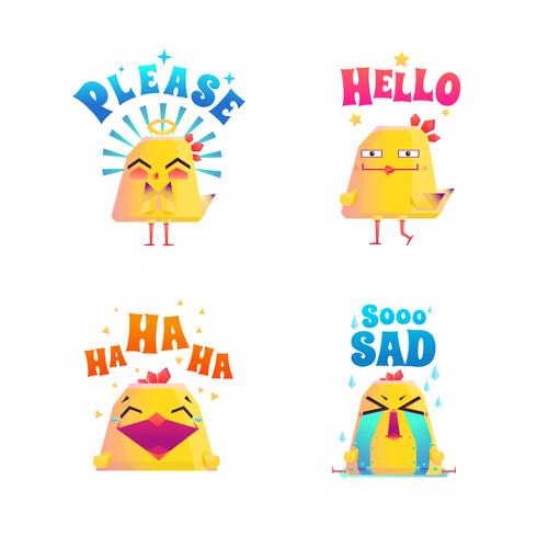 Divertido pollo Doodle Set vector