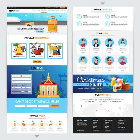Diseño de páginas web de agencias de viajes. vector