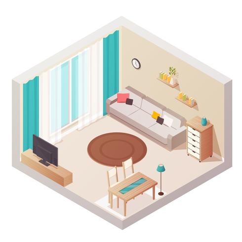 Isometric Living Room Interior vector