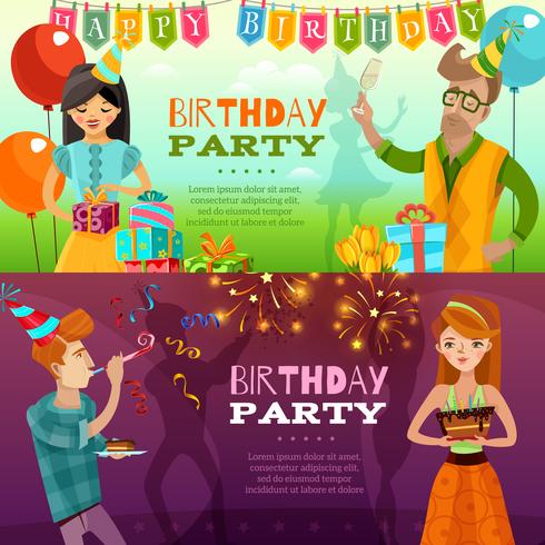 Birthday Party 2  Festive Horizontal Banners vector