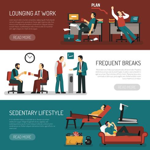 Lazy People Banners Set vector