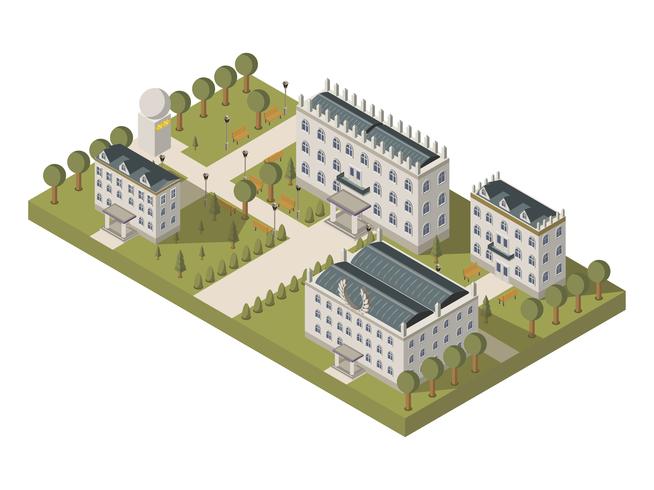 Isometric University Concept vector