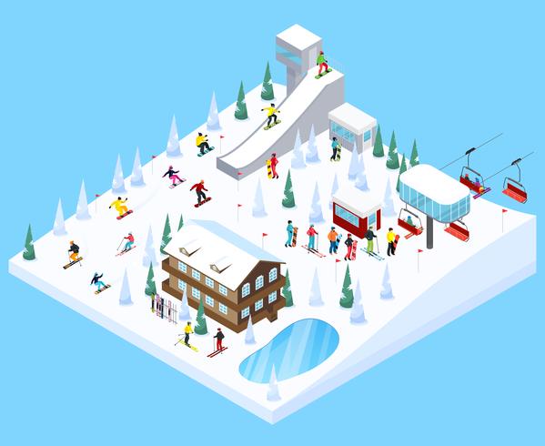 Ski Village Landscape Element vector