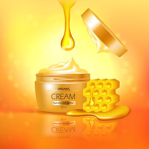 Jar Of Cream With Honey Composition vector