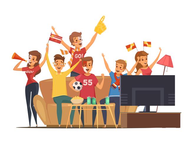 Sport Fans Watching Tv Composition vector