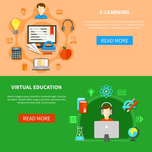 E Learning Banner Set vector