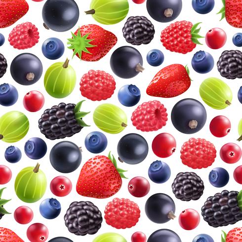 Realistic Berries Seamless Pattern  vector