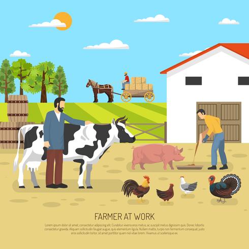 Farmer At Work Background vector