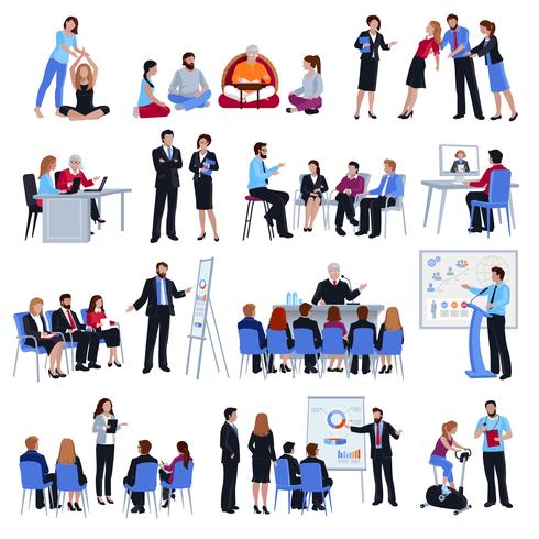 Coaching Mentoring Discipleship  Flat Icons Set  vector