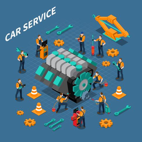 Car Service Isometric Composition vector