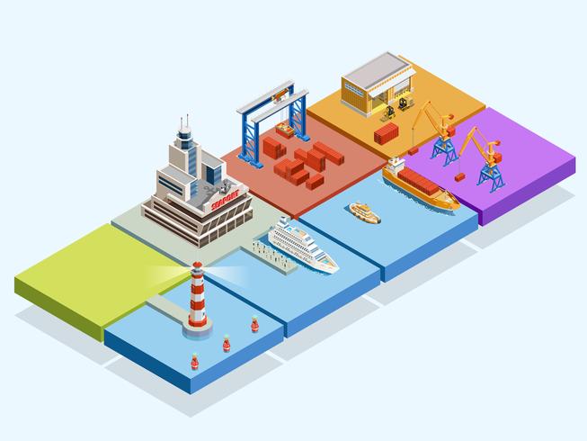 Maritime Logistic Isometric Concept vector