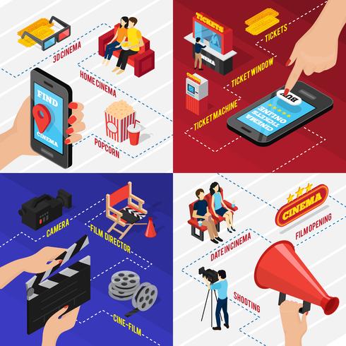 Cinema Isometric Design Concept vector