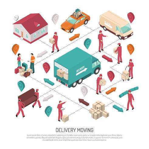 Isometric Delivery Moving Composition vector