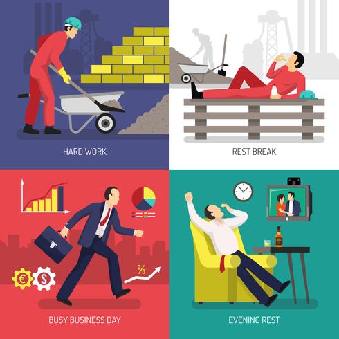 Tired Worker Design Concept vector