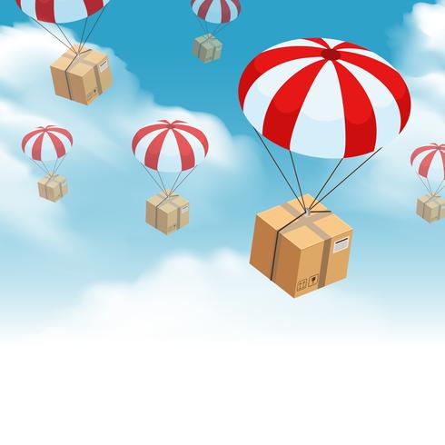 Parachute Parcel Delivery Composition vector