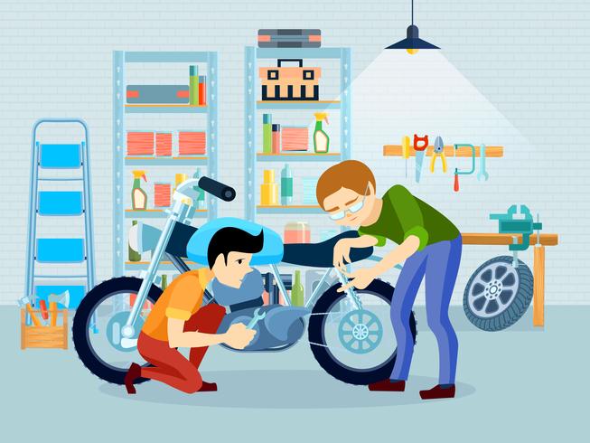 Reparar la composición de la motocicleta vector