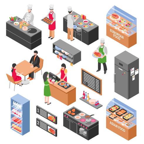 Food Court Elements Set vector