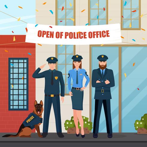 Festive Police People Composition vector