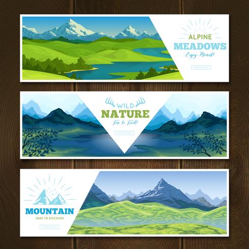 Conjunto de Banners de prados alpinos vector